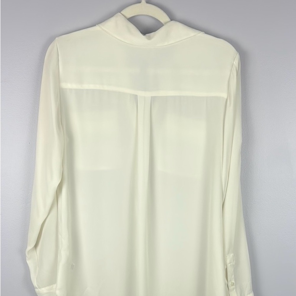 Rachel Zoe Casual White Button-Up Blouse with Metal Detail Size Large - Picture 13 of 13